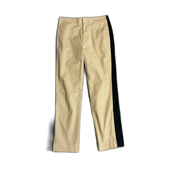 Club Monaco NWOT Tan with Side Black Stripe High Rise Cropped Chino Pants Size 2 - Picture 2 of 15
